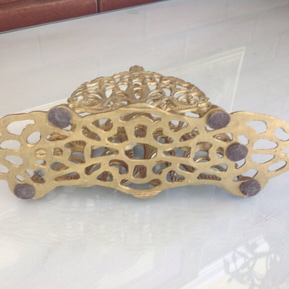 Vintage Brass 2 Compartment Ornate Mail Organizer - Picture 4 of 5